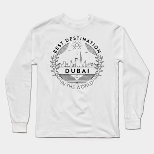 Dubai Minimal Badge Design Long Sleeve T-Shirt